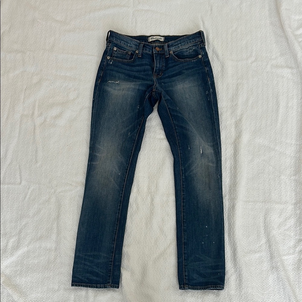 Madewell Blue Slim Boyfriend Jeans with Distressed Look